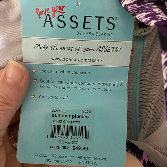 NEW Love Your Assets Spanx Size L Summer Plumes Pin Up One Piece Swimsuit - Picture 6 of 8